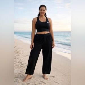 Speedo Women’s Black Swim Pants Size Large Elastic Waist Drawstring Pool Beach